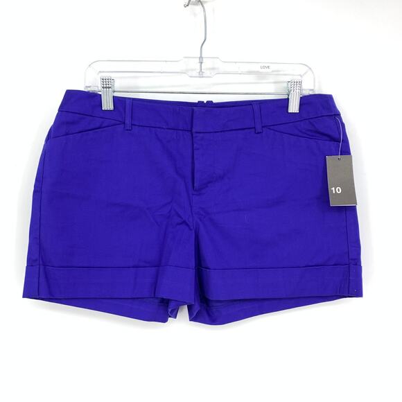 Y2K Mossimo Chino Shorts Women's Size 10 Royal Blue Cuffed Fit 3 NEW - Picture 1 of 3